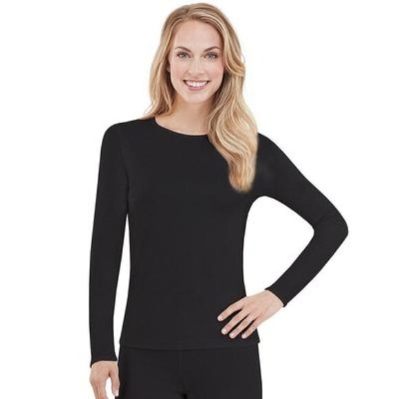 NWT CUDDL DUDS Climatesmart Long Sleeve Crew Black - Picture 1 of 2